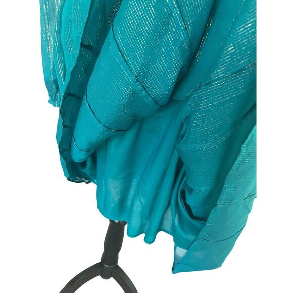 LILLY PULITZER KALIANNA DRESS VALENCIA TEAL/METALLIC SZ S FLOWY SOPHISTICATED - Picture 6 of 16